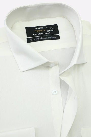 Off White Self Textured Formal Shirt