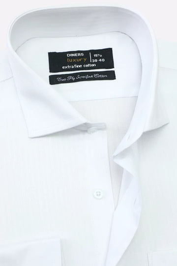 White Self Stripes Formal Shirt