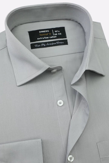 Grey Twill Textured Formal Shirt