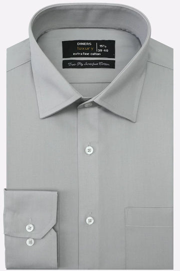 Grey Twill Textured Formal Shirt