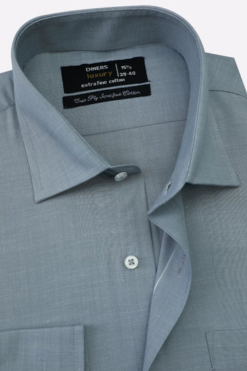 Grey Self Textured Formal Shirt