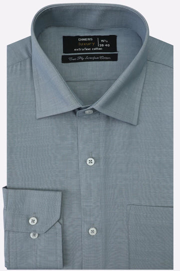 Grey Self Textured Formal Shirt