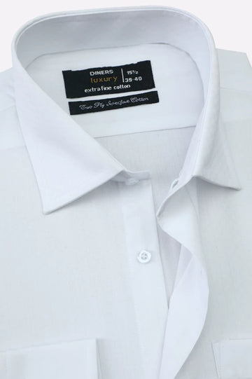 White Self Textured Formal Shirt