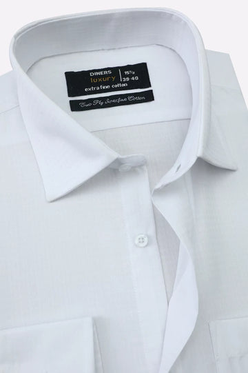 White Self Textured Formal Shirt