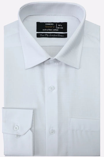 White Self Textured Formal Shirt