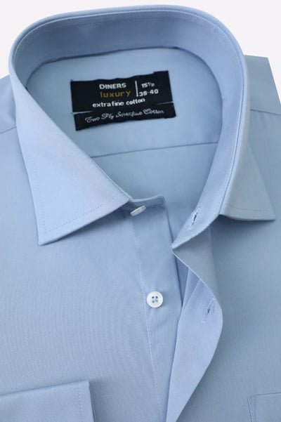 Sky Blue Self Textured Formal Shirt