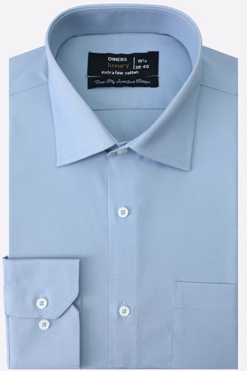 Sky Blue Self Textured Formal Shirt