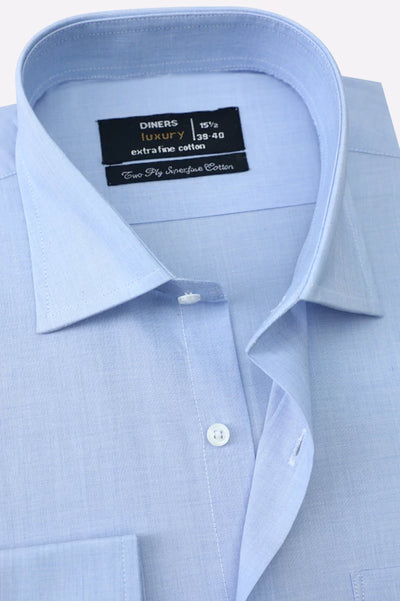 Sky Blue Self Textured Formal Shirt