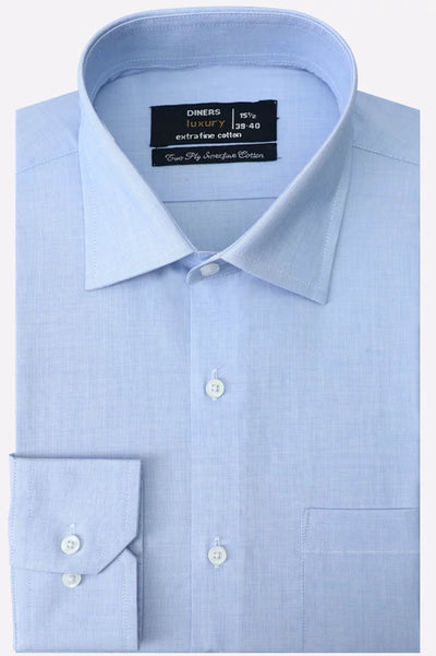 Sky Blue Self Textured Formal Shirt