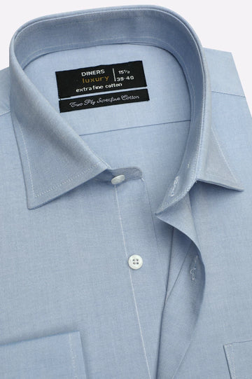 Blue Self Textured Formal Shirt