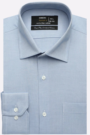Blue Self Textured Formal Shirt
