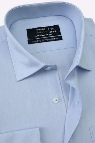 Sky Blue Self Textured Formal Shirt