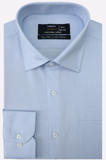 Sky Blue Self Textured Formal Shirt