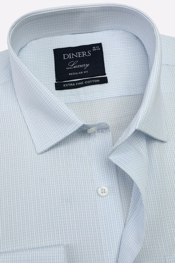 Sky Blue Mini-Check Formal Shirt