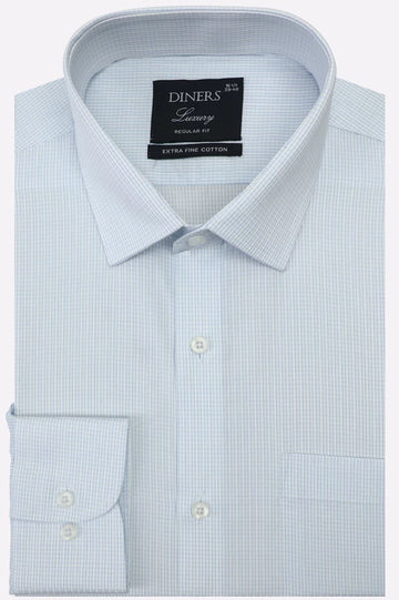 Sky Blue Mini-Check Formal Shirt