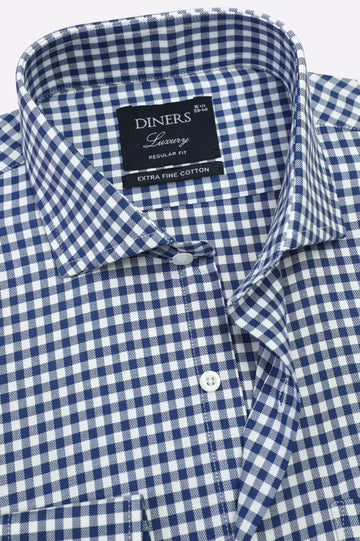 Blue Gingham Check Formal Shirt