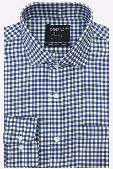 Blue Gingham Check Formal Shirt
