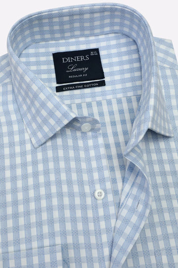 Sky Blue Check Formal Shirt