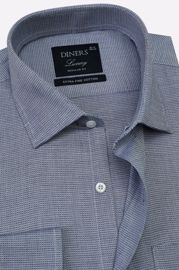Blue Self Textured Formal Shirt