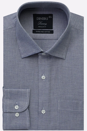 Blue Self Textured Formal Shirt