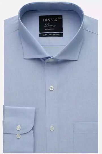 Blue Self Textured Formal Shirt