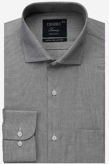 Grey Self Textured Formal Shirt