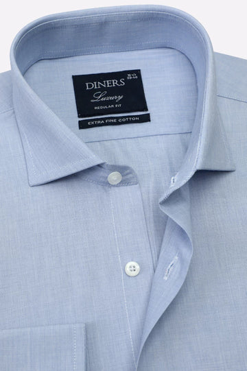 Blue Self Textured Formal Shirt