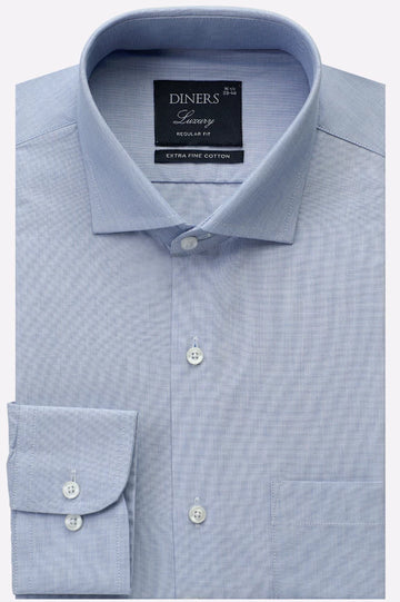 Blue Self Textured Formal Shirt