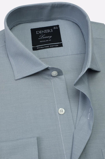 Light Grey Self Textured Formal Shirt