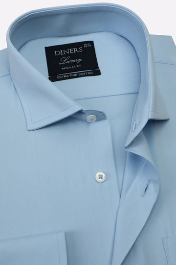 Sky Blue Self Textured Formal Shirt