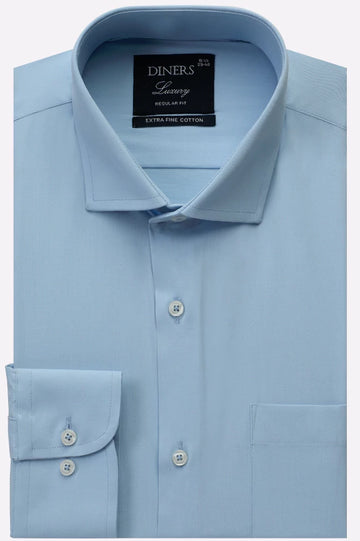 Sky Blue Self Textured Formal Shirt