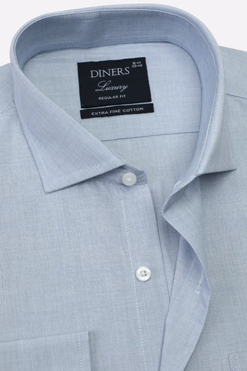 Blue Self Textured Formal Shirt