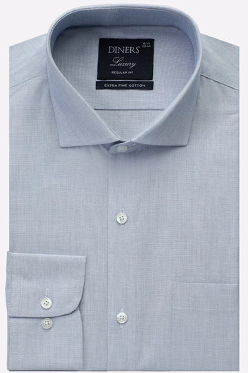 Blue Self Textured Formal Shirt
