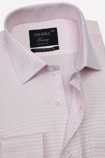 Pink Self Pattern Formal Shirt
