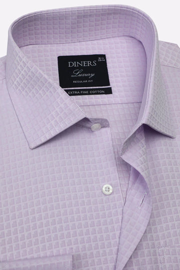 Purple Self Pattern Formal Shirt