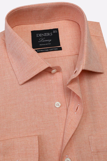 Orange Self Chevron Formal Shirt
