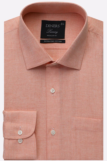 Orange Self Chevron Formal Shirt