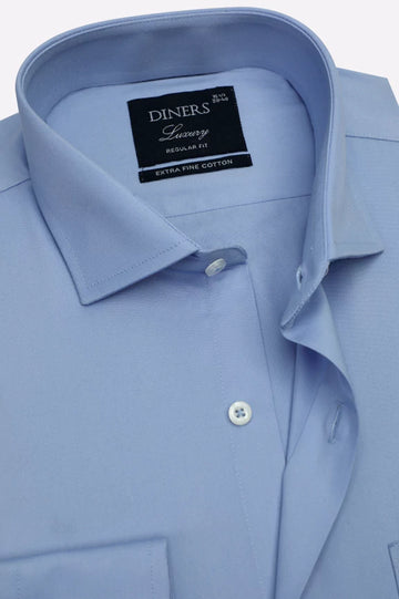 Blue Self Textured Formal Shirt