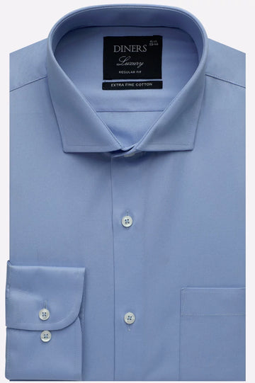 Blue Self Textured Formal Shirt