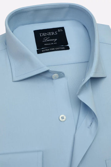 Sky Blue Self Textured Formal Shirt