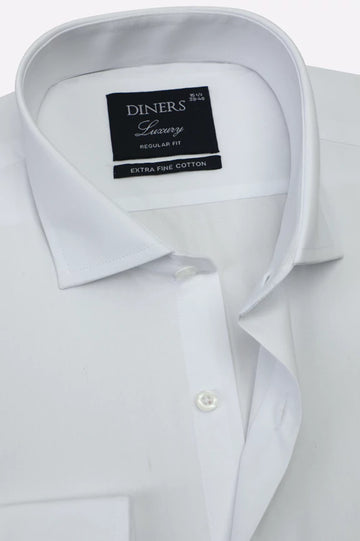 White Self Textured Formal Shirt