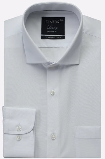 White Self Textured Formal Shirt