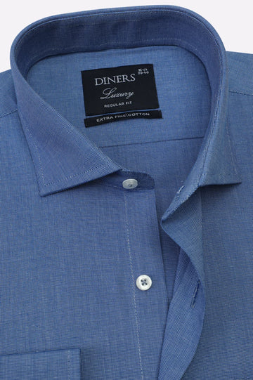 Blue Self Textured Formal Shirt