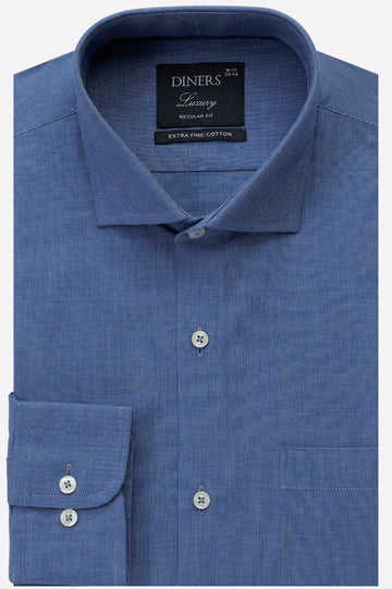 Blue Self Textured Formal Shirt