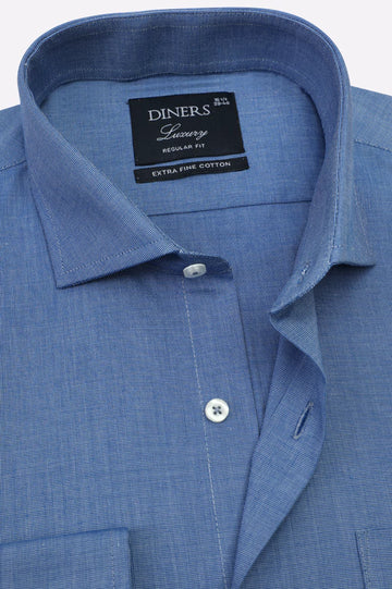 Blue Self Textured Formal Shirt