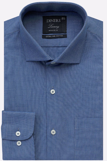 Blue Self Textured Formal Shirt