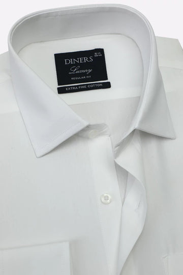 White Self Textured Formal Shirt