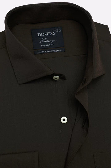Brown Self Textured Formal Shirt