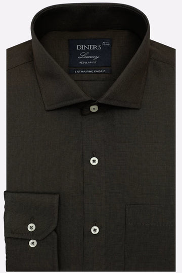 Brown Self Textured Formal Shirt