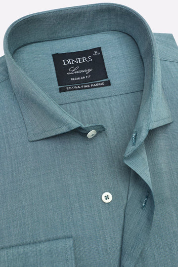 Green Self Textured Formal Shirt